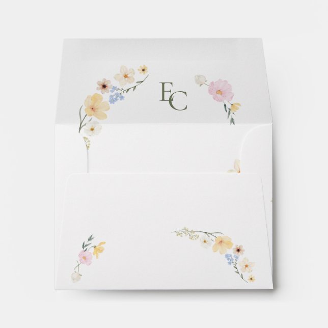 Élégante enveloppe Mariage de monogramme de saumon (Dos (Bas))