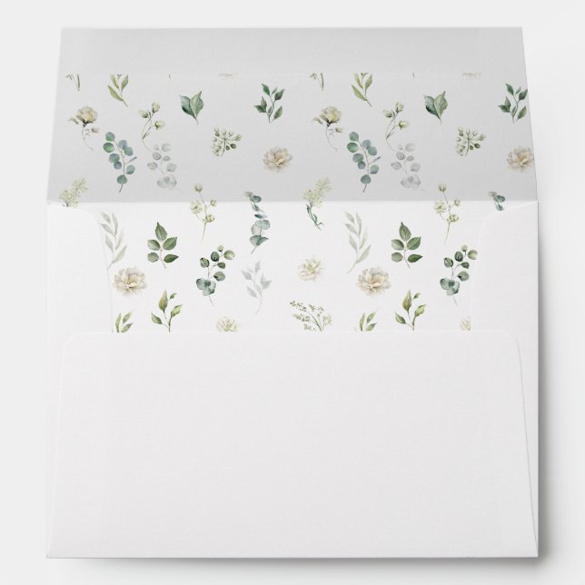 Elégante Enveloppe Mariage Eucalyptus verdure (Dos (Bas))
