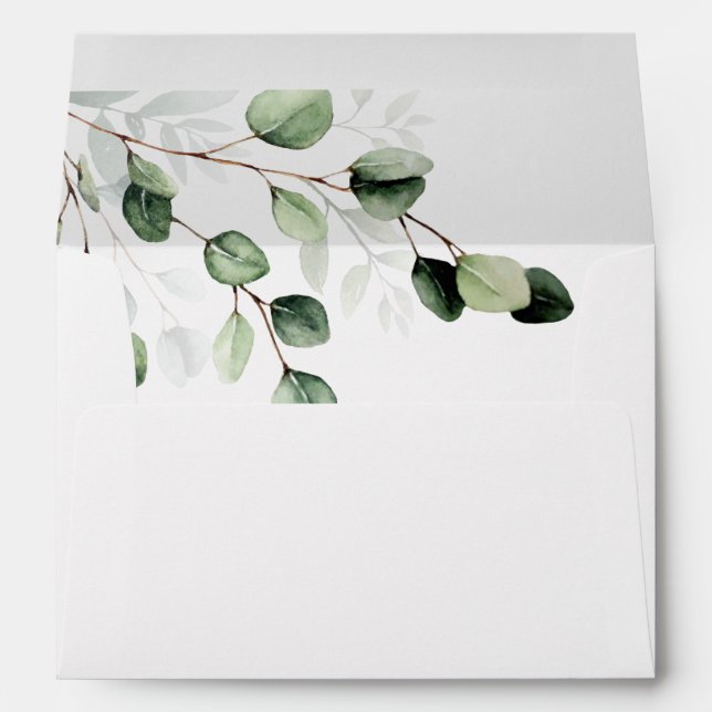 Elégante Enveloppe Mariage Eucalyptus verdure (Dos (Bas))