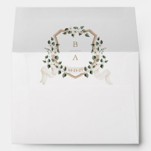 Élégante enveloppe Mariage florale blanche de cime