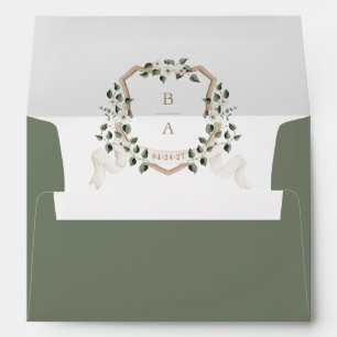 Élégante enveloppe Mariage florale blanche de cime