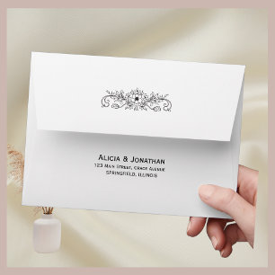 Élégante enveloppe Mariage moderne et fleurie