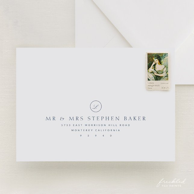 Élégante enveloppe Mariage Monogramme A7 (Elegant Monogram A7 Wedding Envelope)