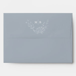 Élégante enveloppe Mariage Monogramme bleu Dusty