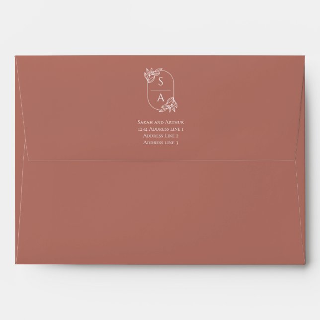 Élégante enveloppe Mariage Monogramme moderne (Dos (Haut rabat))