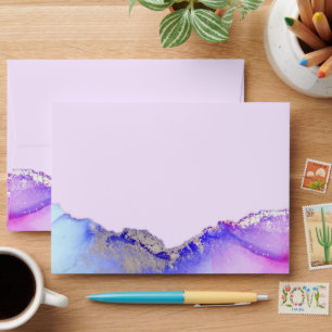 Élégante enveloppe Mariage rose violet bleu