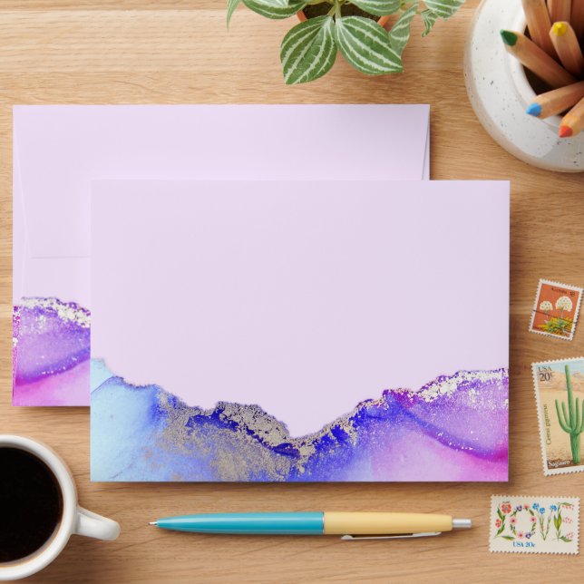 Élégante enveloppe Mariage rose violet bleu (Desk)