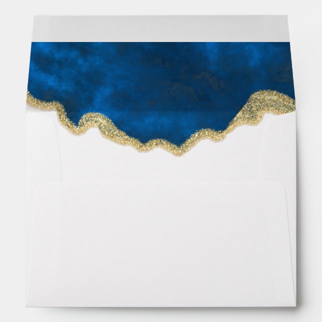 Élégante enveloppe Mariage Royal Blue Gold Parties (Dos (Bas))
