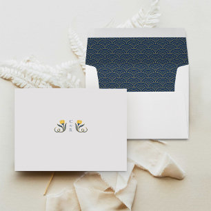 Elégante enveloppe marine bleu et or Art déco