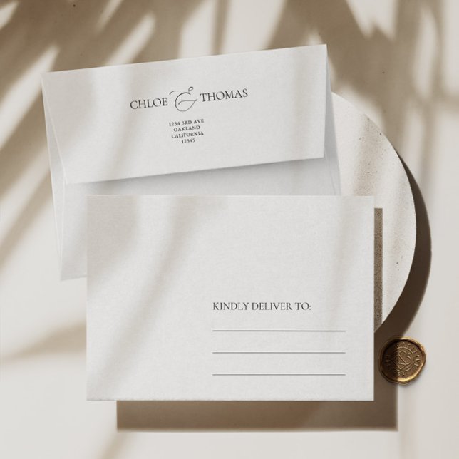 Élégante enveloppe minimaliste blanche et blanche  (Elegant Minimalist White & White Wedding Envelope)