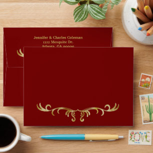 Élégante enveloppe officielle d'invitation rouge e