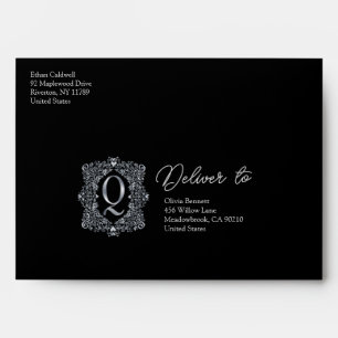 Élégante enveloppe Q monogramme diamant