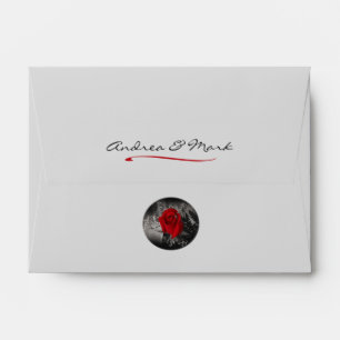 Élégante enveloppe rouge Rose Vignette