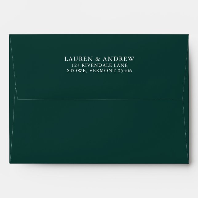 Élégante enveloppe verte simple minimaliste (Dos (Haut rabat))