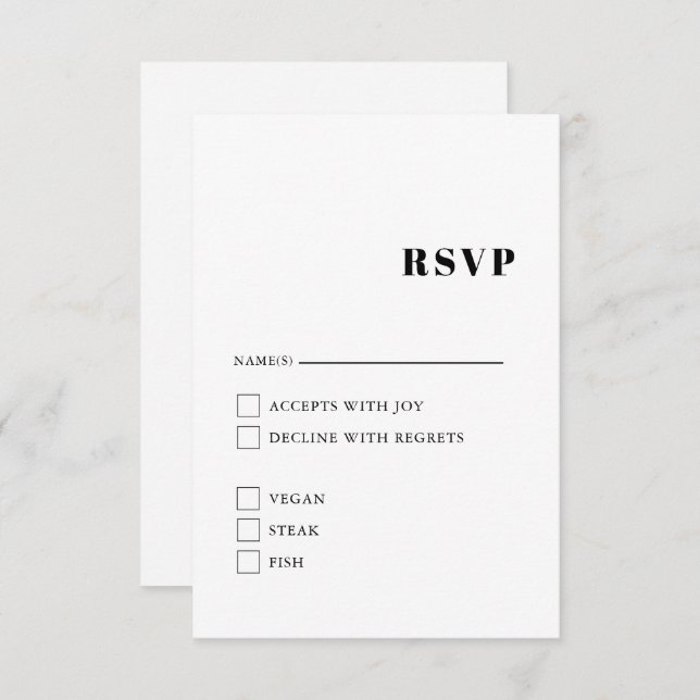 Elégante et tendance carte boîtier noir et blanc (Devant / Derrière)