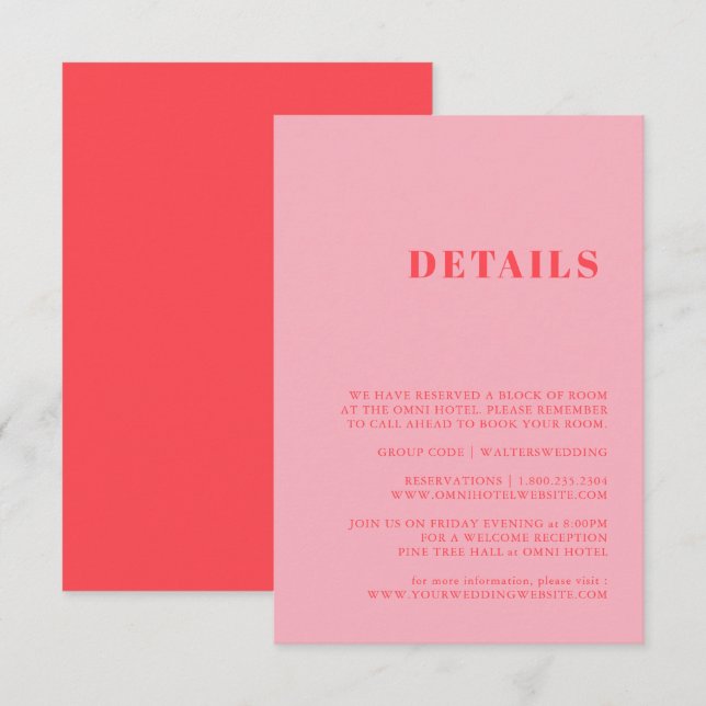 Elégante et tendance carte de boîtier rose rétro (Devant / Derrière)