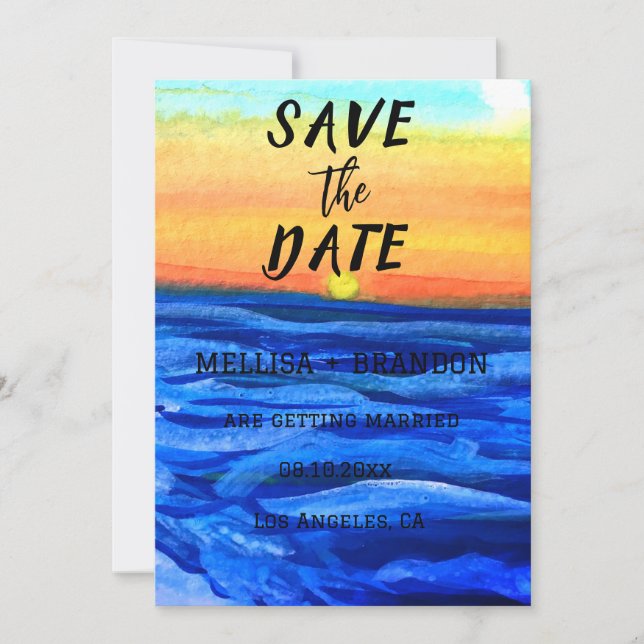 Elégante été Ocean Waves Sunset Beach Invitation (Devant)