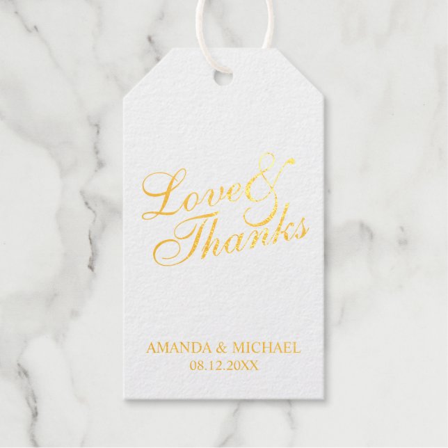 Élégante étiquette cadeau de mariage Gold Foil (Recto)