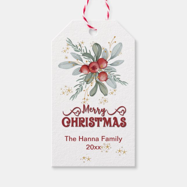 Élégante étiquette cadeau de Noël Berry et Red Mer (Devant)