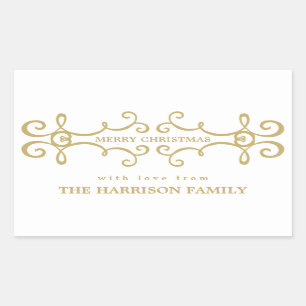 Élégante étiquette cadeau de Noël Joyeux / Or blan