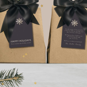 Élégante étiquette cadeau de vacances Snowflake
