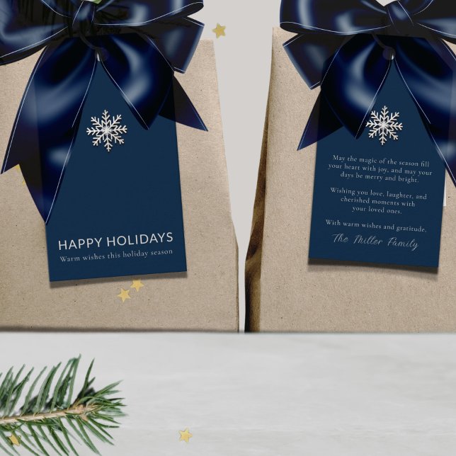 Élégante étiquette cadeau de vacances Snowflake (Créateur téléchargé)
