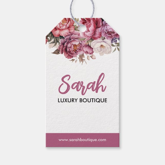 Élégante Étiquette Commerciale Fleurie Marron Clai (Devant)