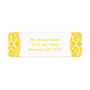 Élégante étiquette d'adresse de retour Damask