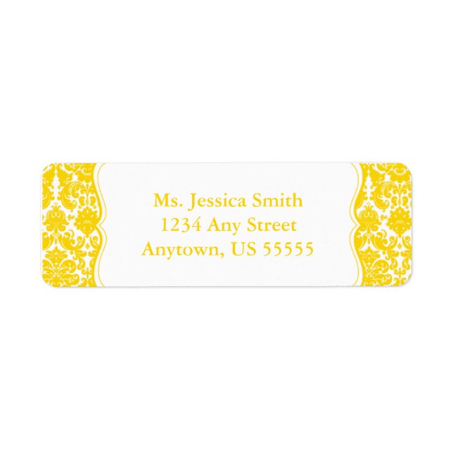 Élégante étiquette d'adresse de retour Damask (Devant)