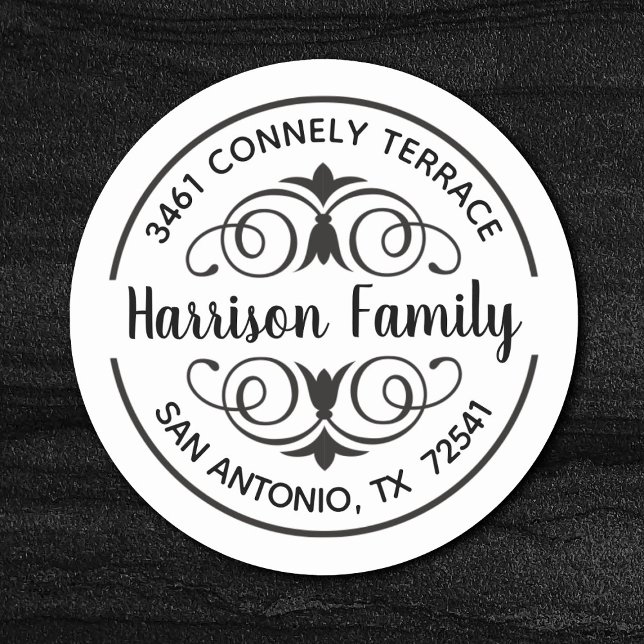 Élégante étiquette d'adresse de retour du script d (an elegant black and white return address label. great for weddings and anniversaries)