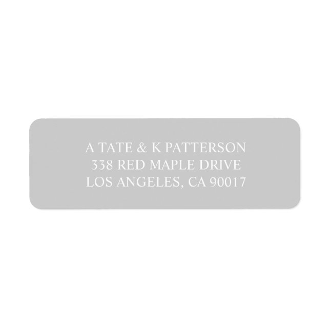 Élégante étiquette d'adresse de retour grise d'inv (Devant)