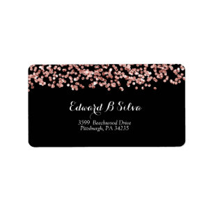 Élégante étiquette d'adresse de retour or Rose