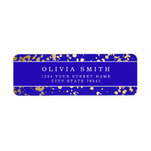 Élégante étiquette d'adresse de retour Royal Blue