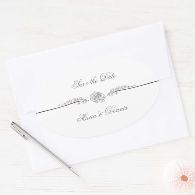 Élégante étiquette de mariage noir et blanc (Enveloppe)