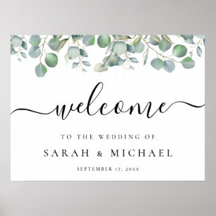 Elégante Eucalyptus Affiche de bienvenue Mariage