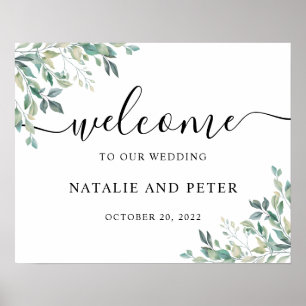 Elégante Eucalyptus Affiche de bienvenue Mariage