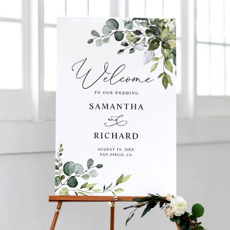 Elégante Eucalyptus Affiche de bienvenue Mariage