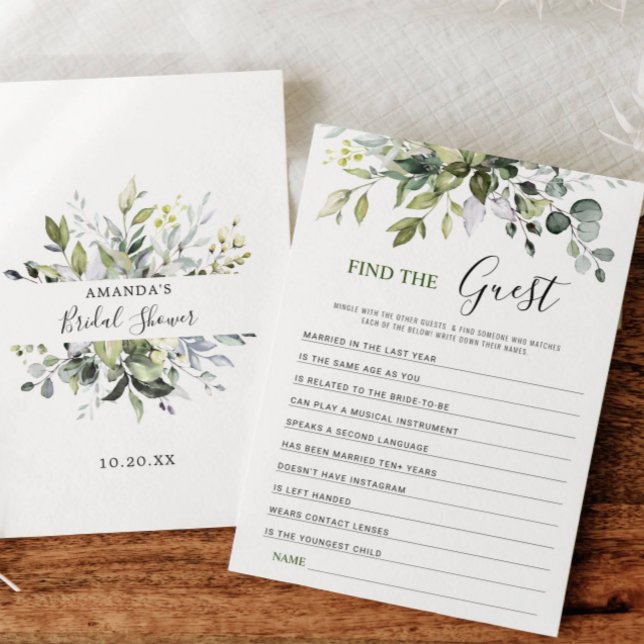 Elégante Eucalyptus Floral Fête des mariées Carte  (Créateur téléchargé)