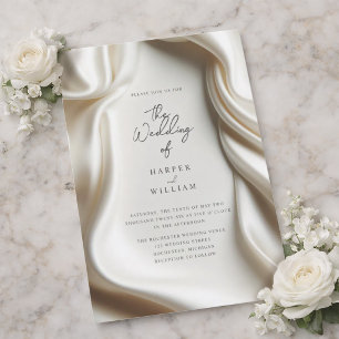 Élégante faire-part de mariage blanche en satin