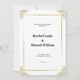 Elégante faire-part de mariage blanche et verte
