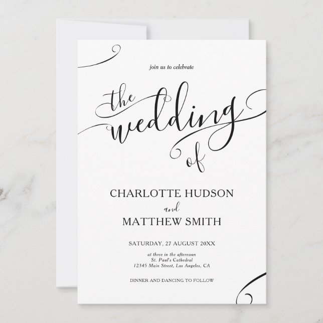 Élégante Faire-part de mariage de calligraphie (Devant)