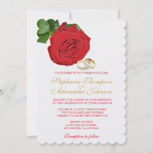 Élégante Faire-part de mariage de rose rouge