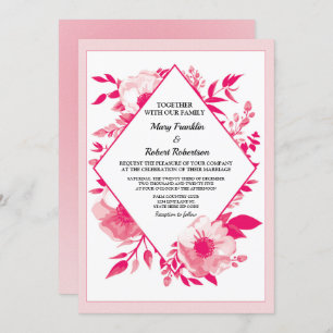 Élégante Faire-part de mariage Diamond Fleurs Rose