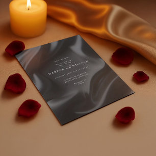 Élégante faire-part de mariage en satin noir