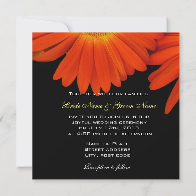 élégante faire-part de mariage marguerite gerbera  (Devant)