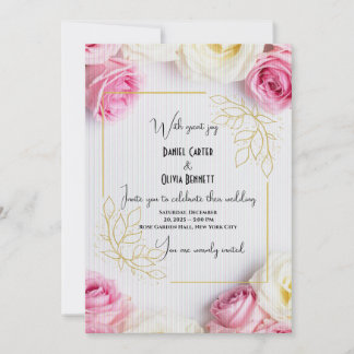 Élégante Faire-part de mariage rose et rose blanch