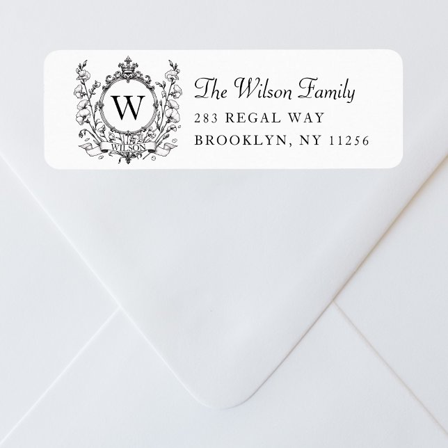 Élégante famille Monogram Crest Fancy Adresse de r (Créateur téléchargé)