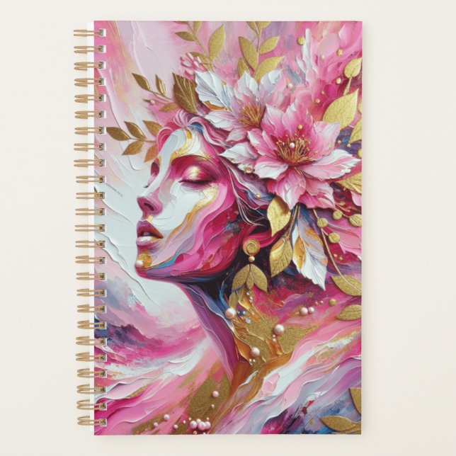 Élégante femme rose et or planner (Devant)