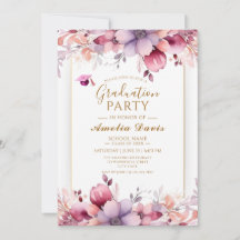 Élégante fête de graduation florale Invitation
