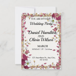 Elégante Fête de Mariage Floral Invitation